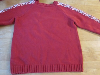 Hanna Andersson Handsome Red Nordic Style Cotton Sweater Sz 120 5 6 Snowflake