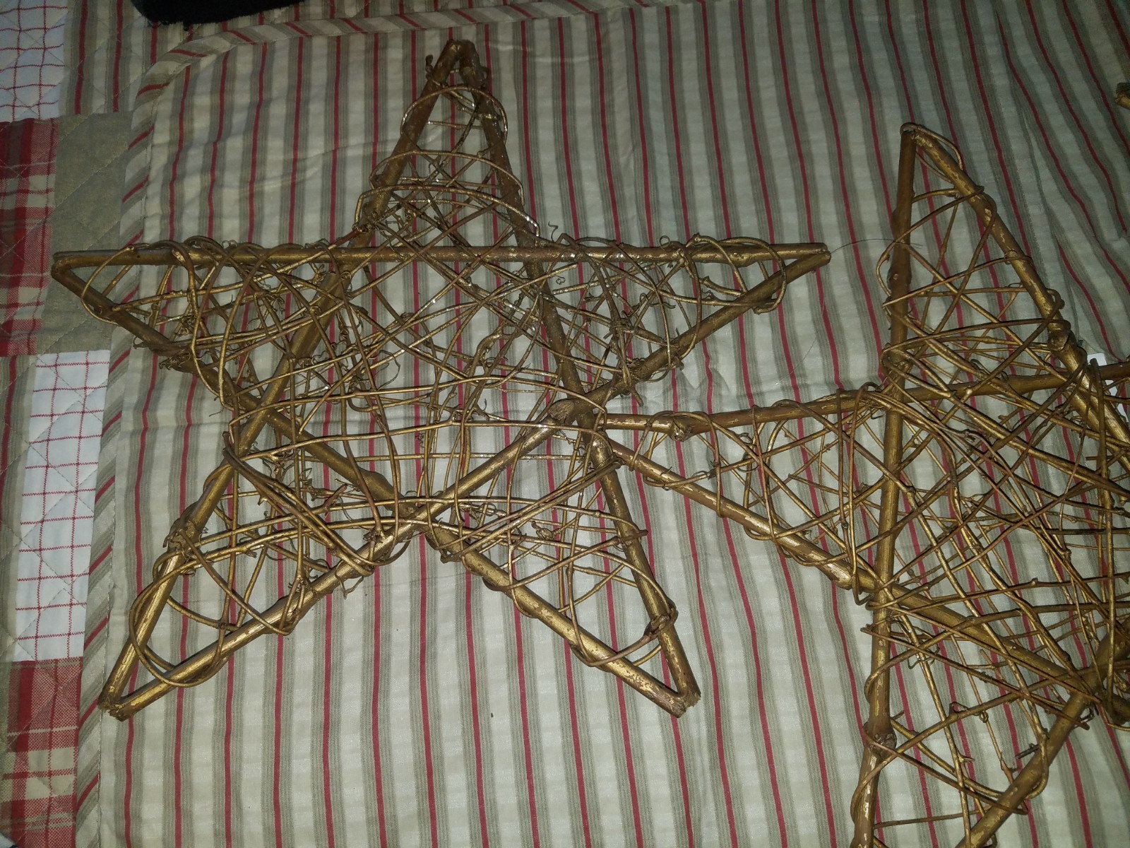 Lot of Three Twine/Wood Stars for Wall