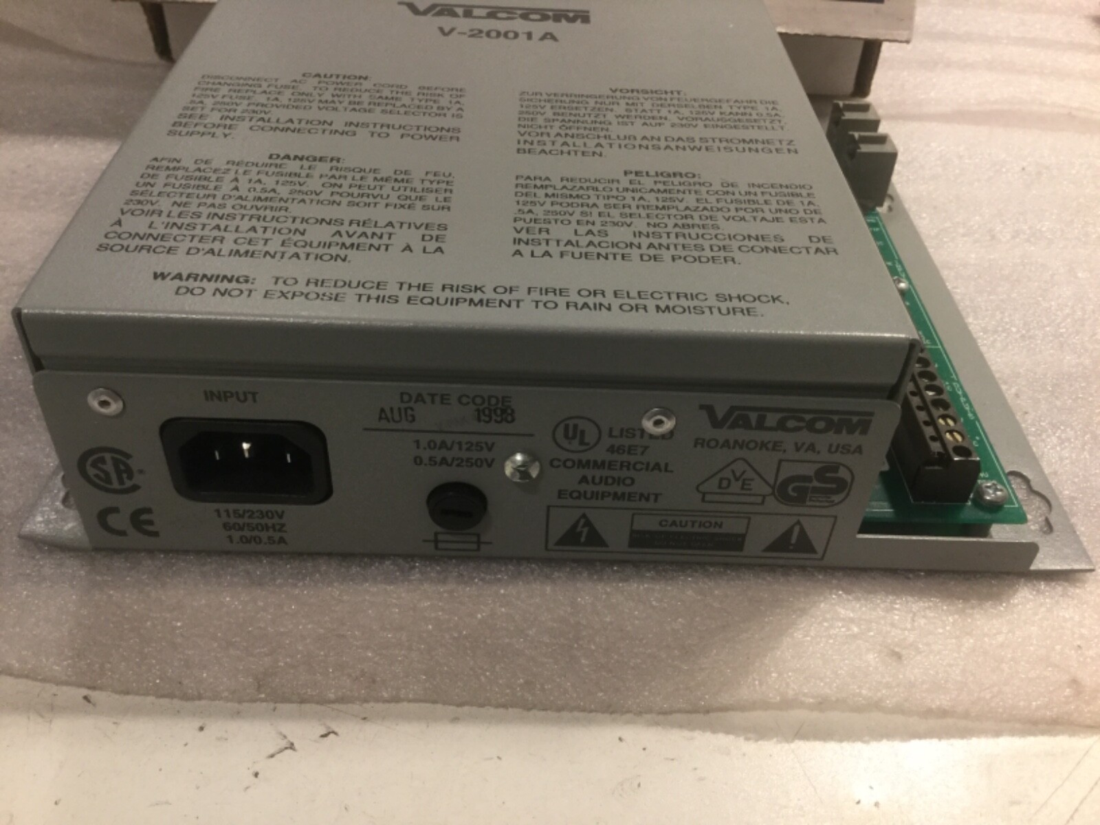 Valcom V-2001A Single Zone Paging Adapter Power Supply Telecommunications