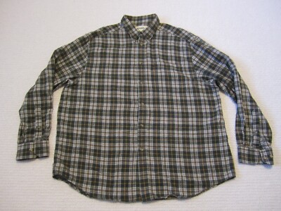 Gander Mountain Shirt Mens XL Green Plaid Flannel Long Sleeve Button Down Casual