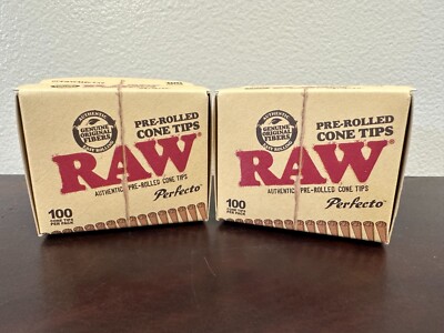 RAW PRE-ROLLED PERFECTO CONE TIPS - 100 COUNT (2 Boxes 200 Total)