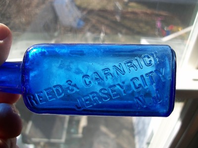 COBALT BLUE REED & CARNRICK PEPTENZYME 1890S ERA MEDICINE JERSEY CITY NEW JERSEY