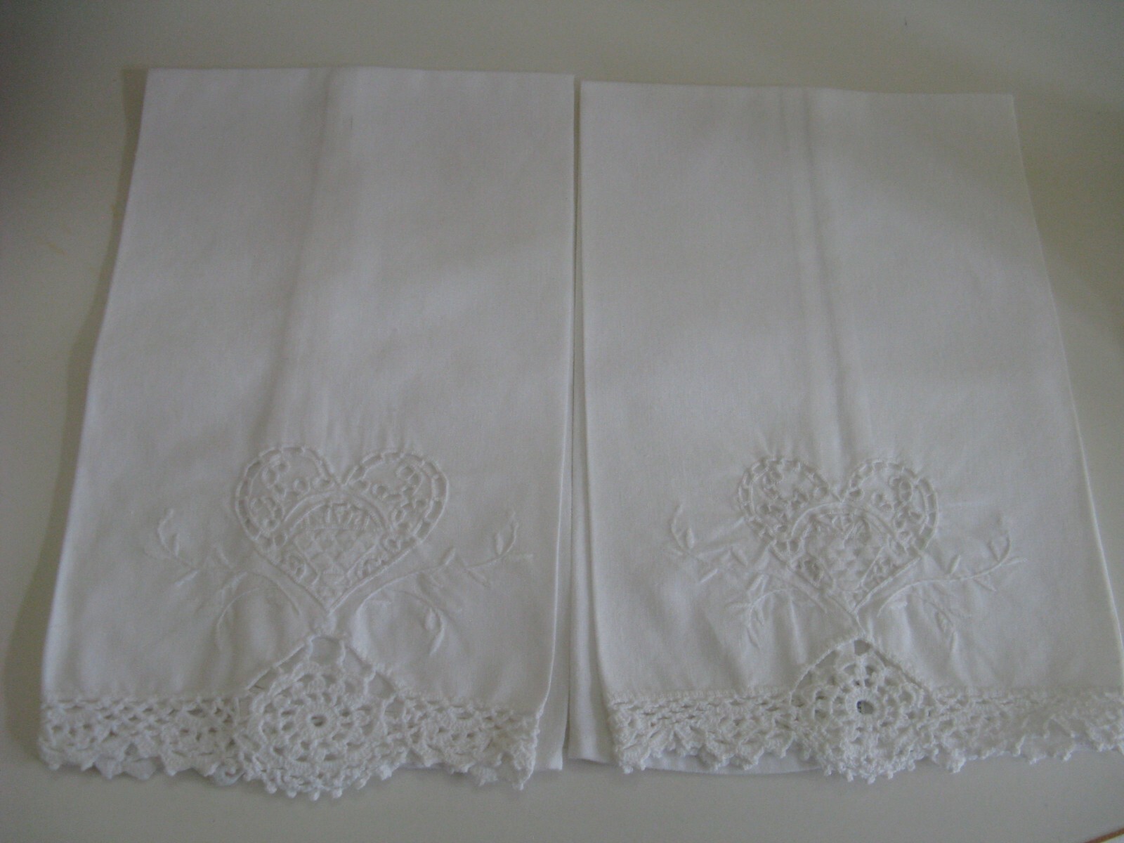 Pair of Linen Cut Work Guest Towels