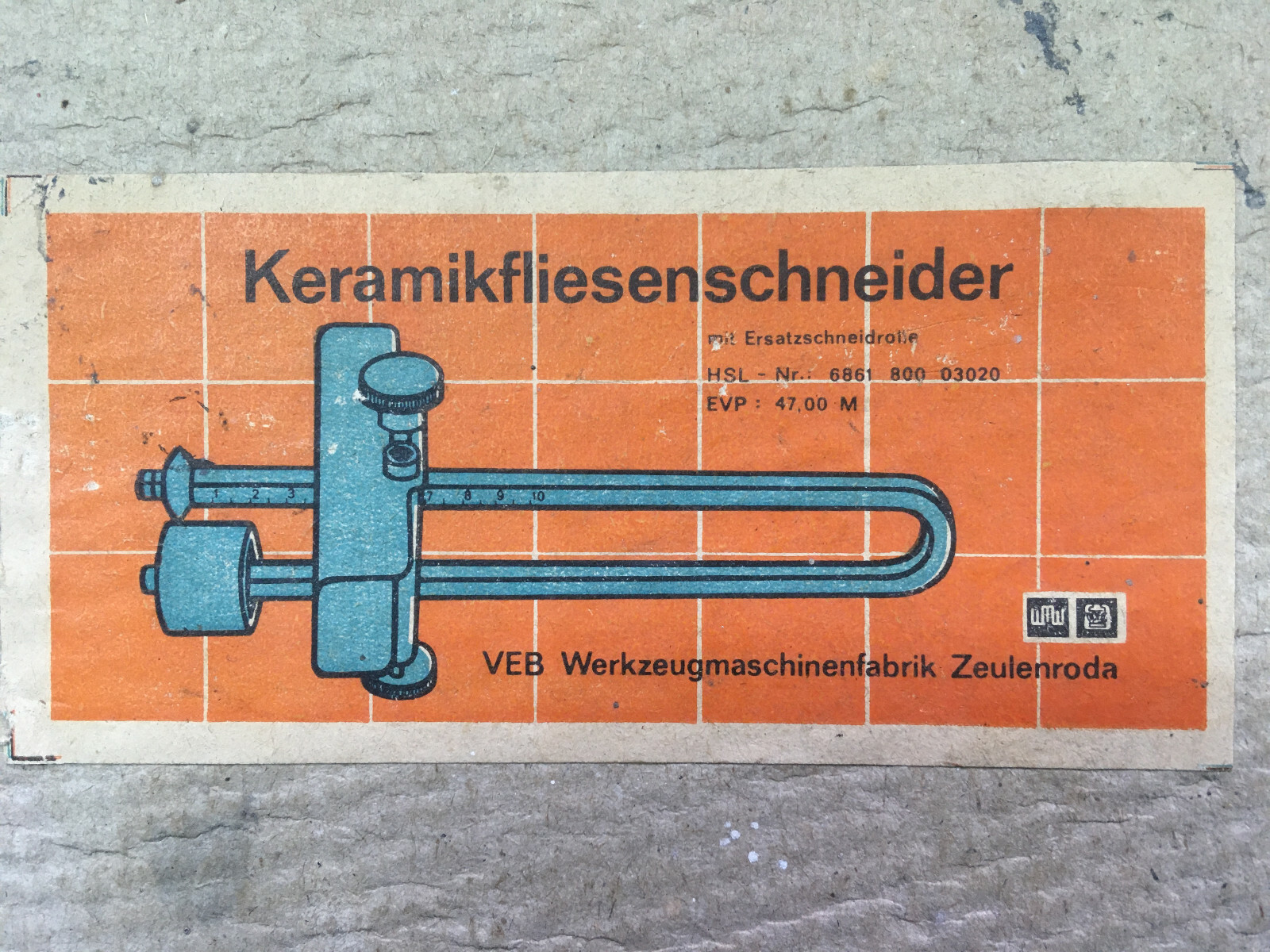 RARITÄT Keramikfliesenschneider aus DDR Zeiten VEB Wema Zeulenroda