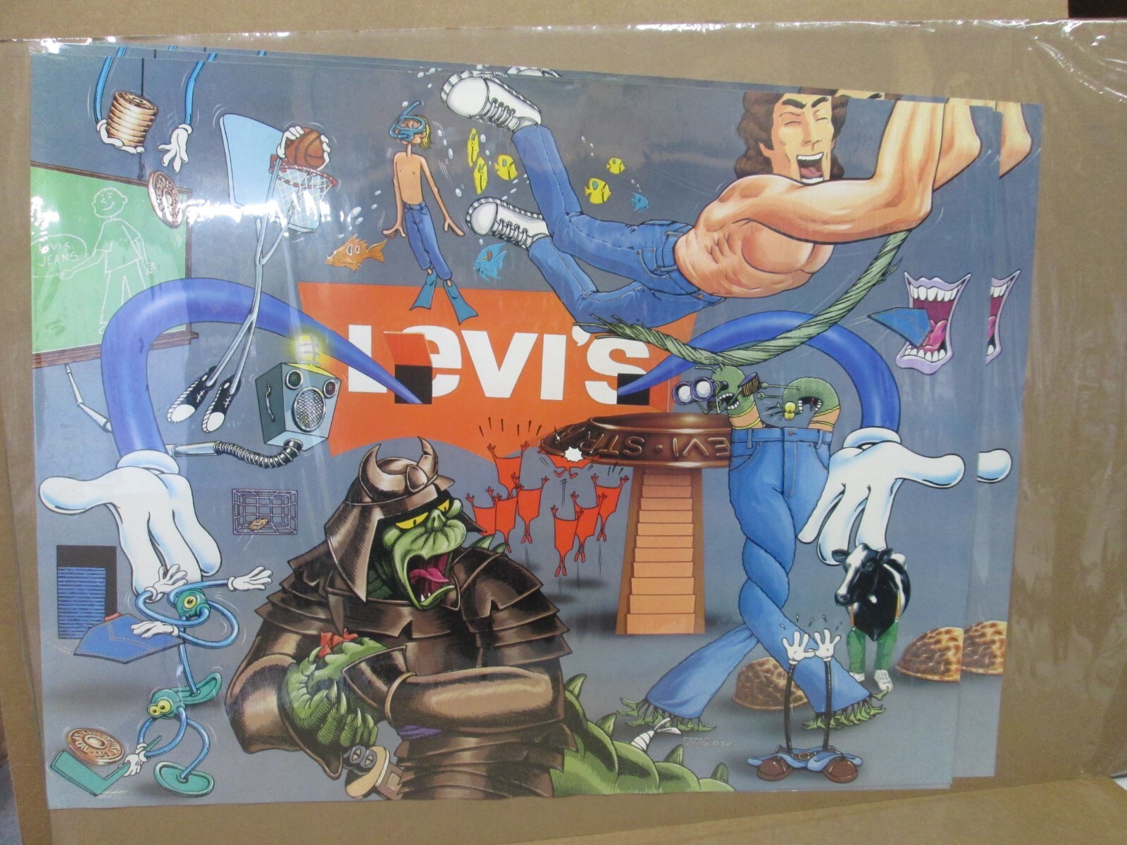 Levi's 501 jeans advertisement 1980's poster denim promo Tarzan