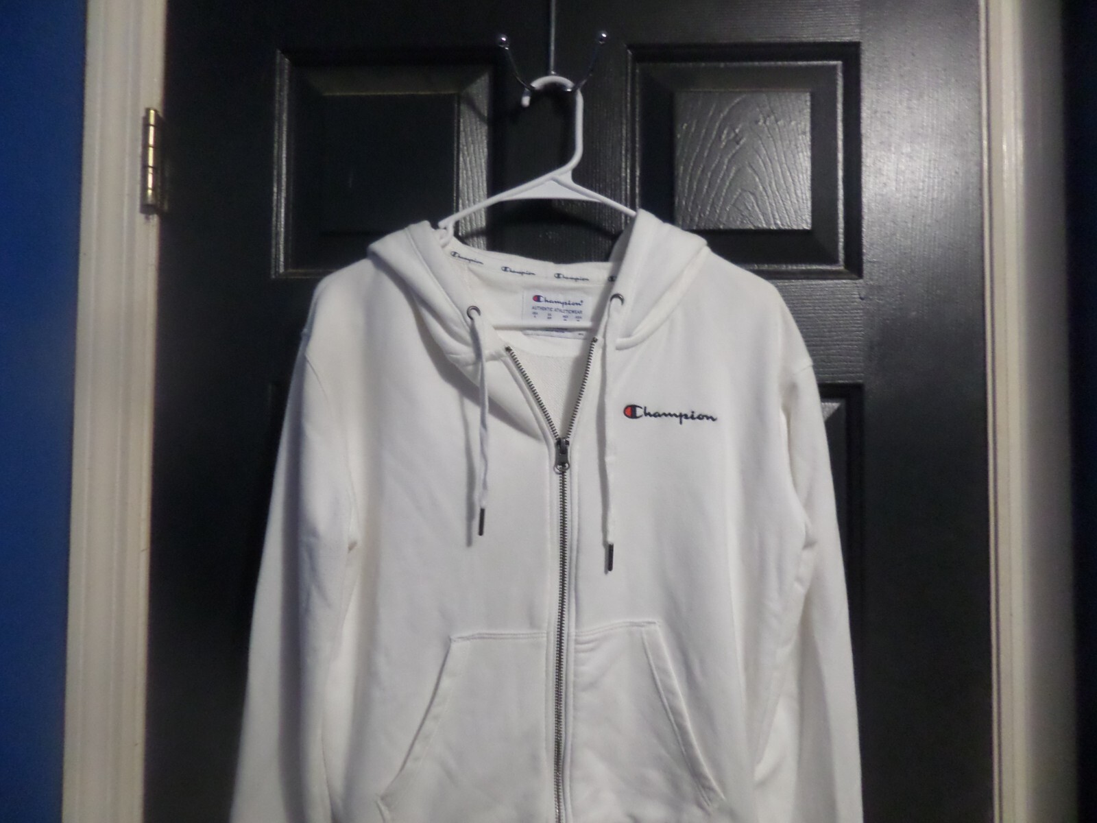 トップス DRESS CAMP Champion Why are you here Champion Hoodie Women's Full zip up white Logo Size S Cotton
