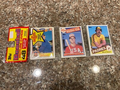 1985 TOPPS rack pack with MARK McGWIRE on top center (Look at the centering!)