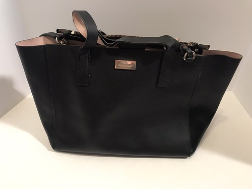Kate Spade Nelle Putnam Drive Black Leather Tote Bag Purse