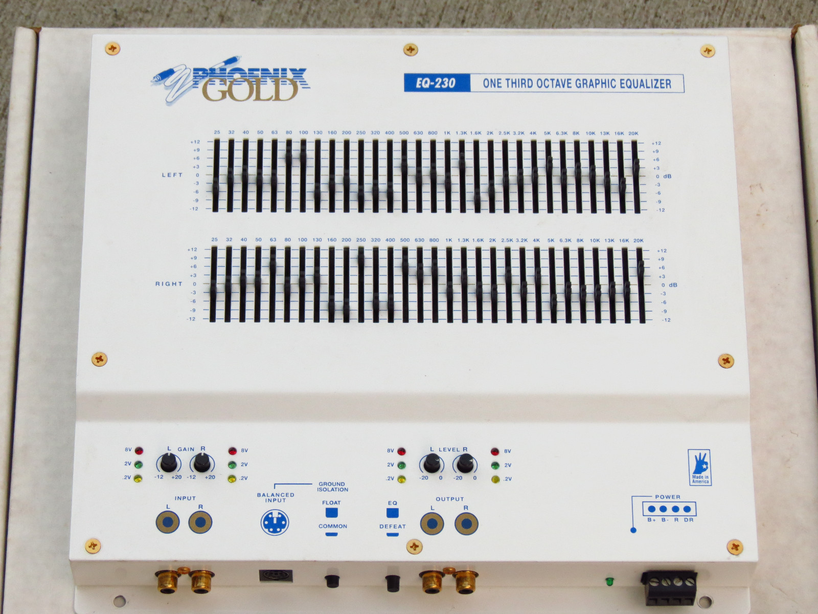 Phoenix Gold EQ-230 1/3 third octave equalizer with Plexiglass cover LID230