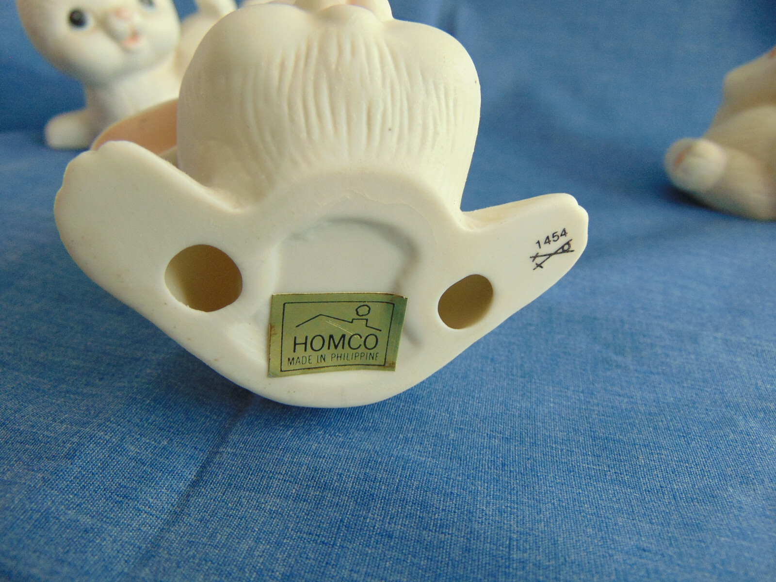 Homco Vintage Set Of 3 #1454 White Bunnies Figurines