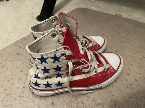 値下げ中　ヴィンテージ CONVERSE ALL STAR USA６1/2 Converse Chuck Taylor All Star High Tops Us Flag Youth Size