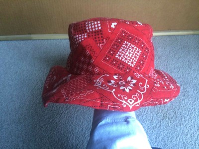 red bandana bucket hat