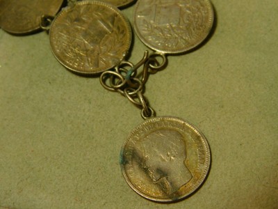 Antique Guatemala 1894 Real Silver Coin Bracelet 1i 57