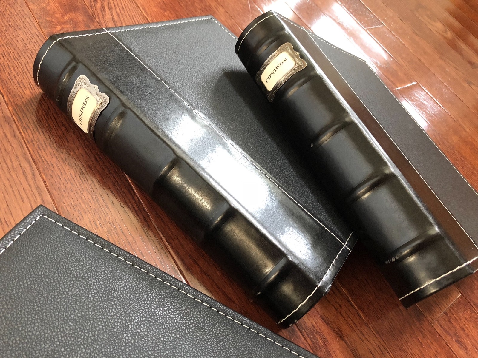 Lot of 3 Leather DVD/CD Cases - Black, Album Style, Holds 100+ Discs - EUC!!!