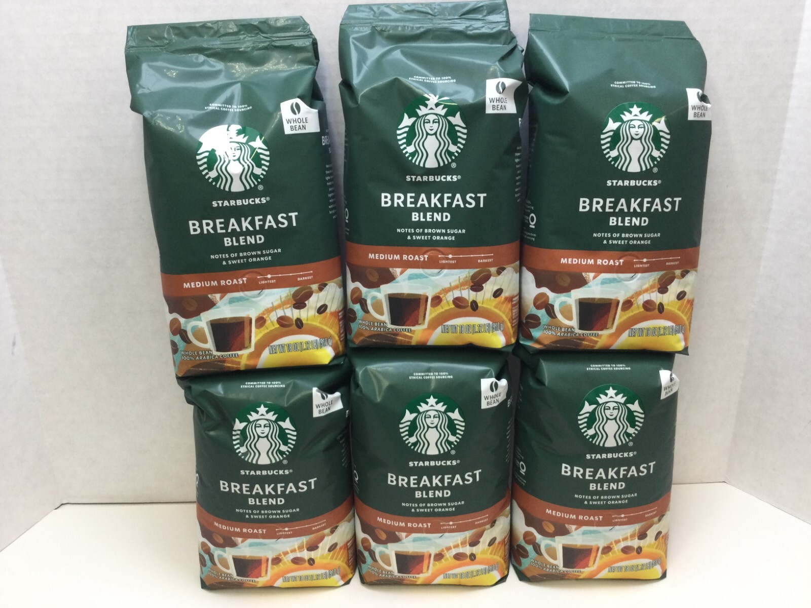 Starbucks Breakfast Blend Whole Bean Coffee, 18 Oz, Case of 