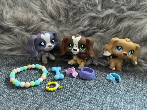 3PCS Pet Shop LPS Cocker Spaniel Set 156 672 748 with LPS