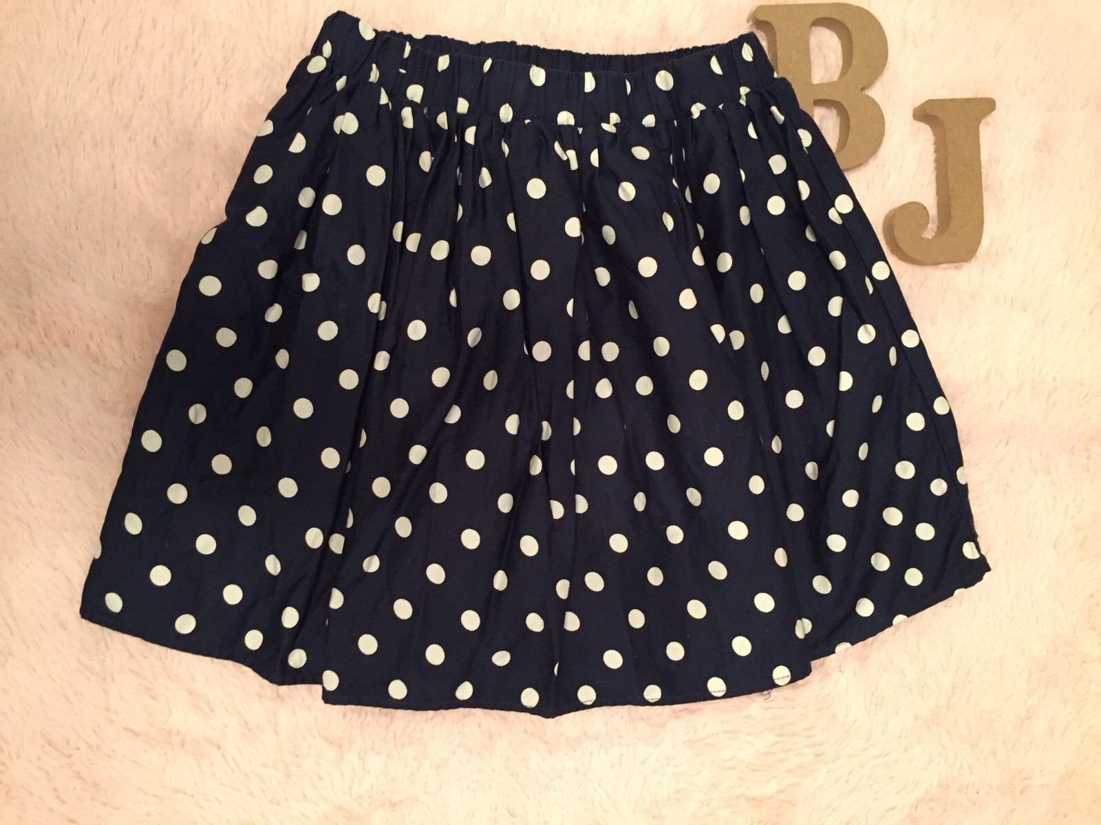 Childrens Place Polka Dot Skirt Dark Navy Flair Girls Size Medium 7/8