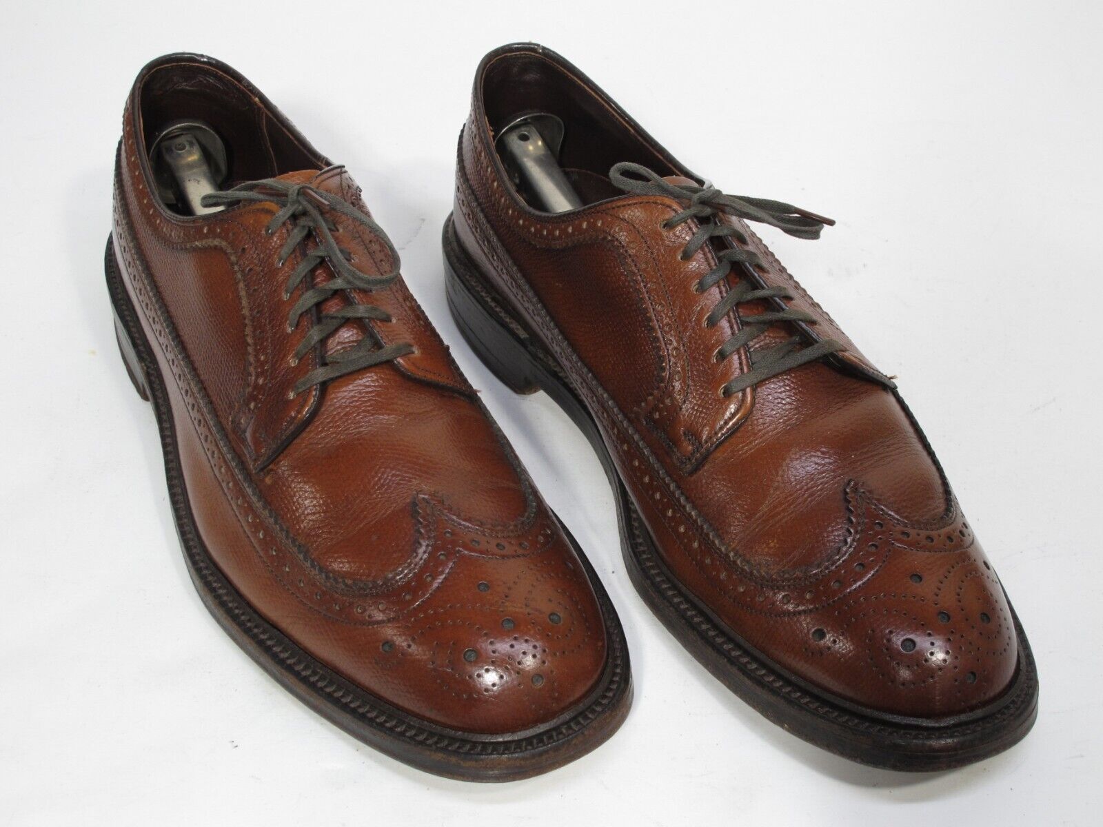 Vtg Bostonian Longwing Shoes 10D Gunboat Pebble Leather V Cleat Goodyear Welt eBay