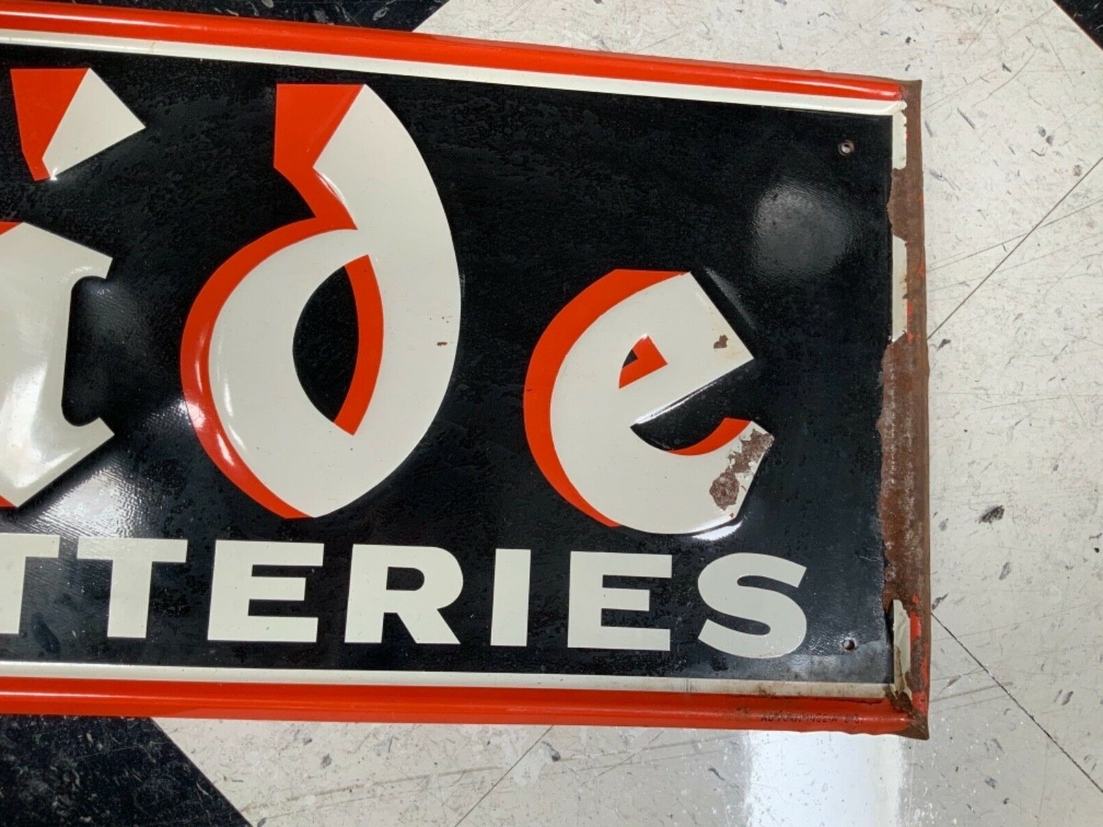 Original embossed Exide Batteries Sign from 1961