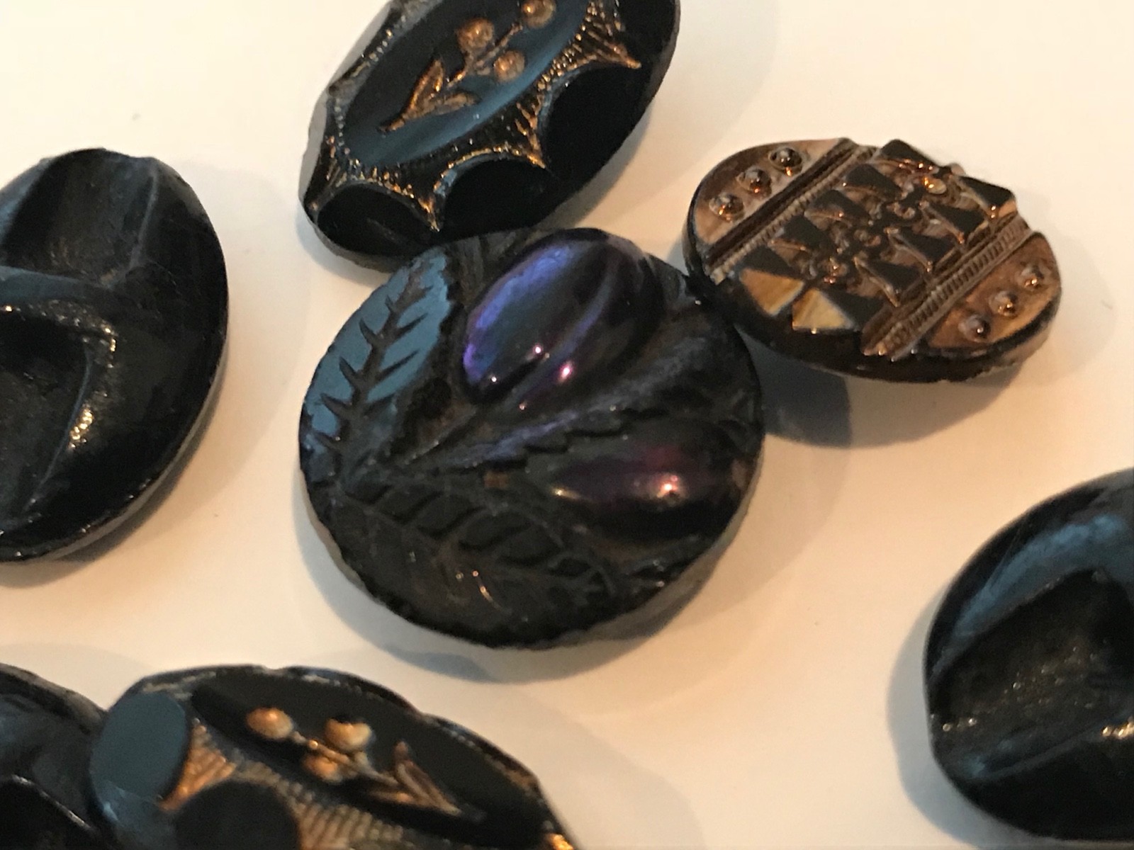Vintage antique black and gold buttons set of 20