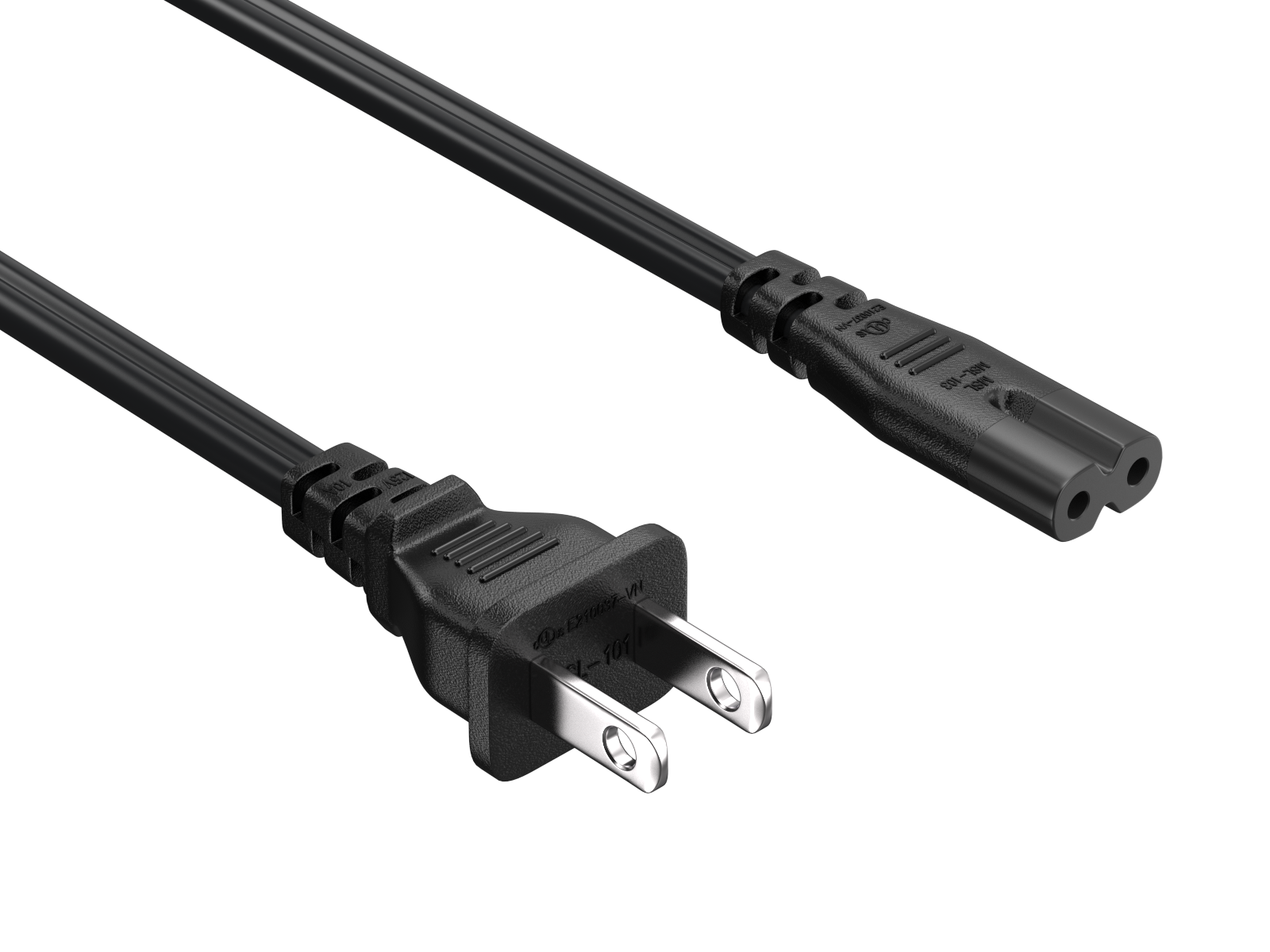 3 ft 18 AWG Notebook Power Cord, Non-Polarized (IEC320 C7 to NEMA 1-15P)