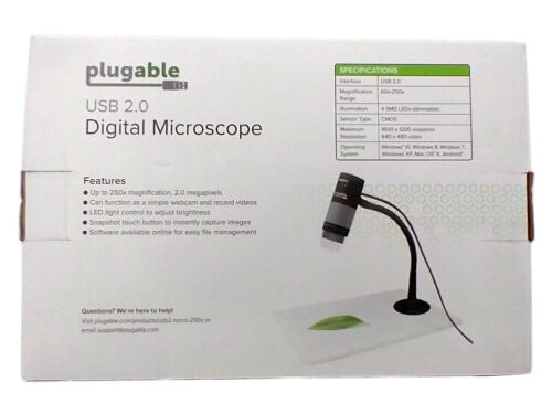 Plugable USB Digital Magnificier Microscope Camera w/ Stand Flexible Arm (250x)