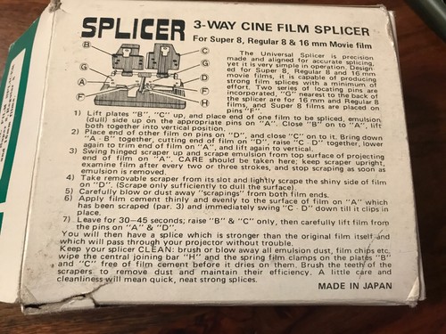 itorex universal film splicer for super 8 (regular 8 and 16 films) (made Japan)