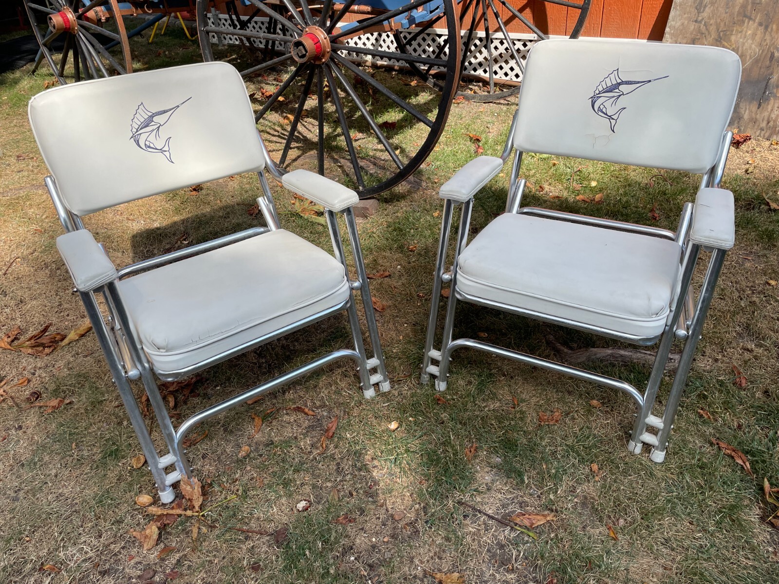 Pair Of Garelick Boat Deck Cushion Folding White Chairs eBay