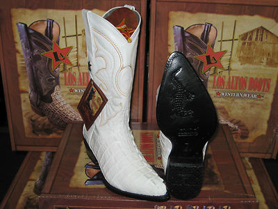 Pre-owned Los Altos Boots Los Altos Women White Genuine Crocodile Tail Western Cowboy Boot (m) L091281