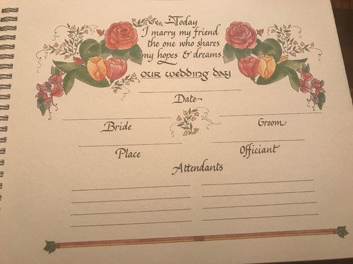 Our Wedding Anniversary Memory Book Album Scrapbook Floral Talus Vtg Marriage