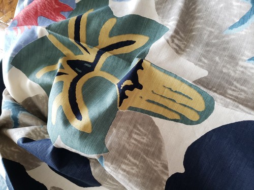 GASTON  / BRUNSCHWIG Fabric Remnant - TWENTIES - Shell Ocean 60x36 - SPAIN  $208