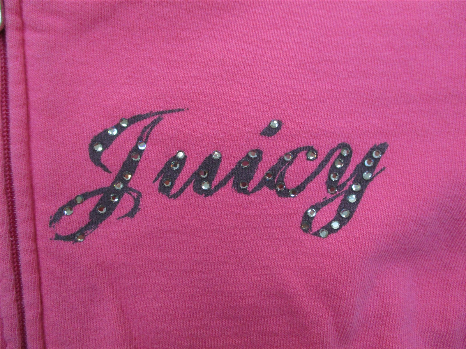 JUICY COUTURE K3071 Youth Girl's Size M Full Zip Cotton Bling Pink Track Hoodie