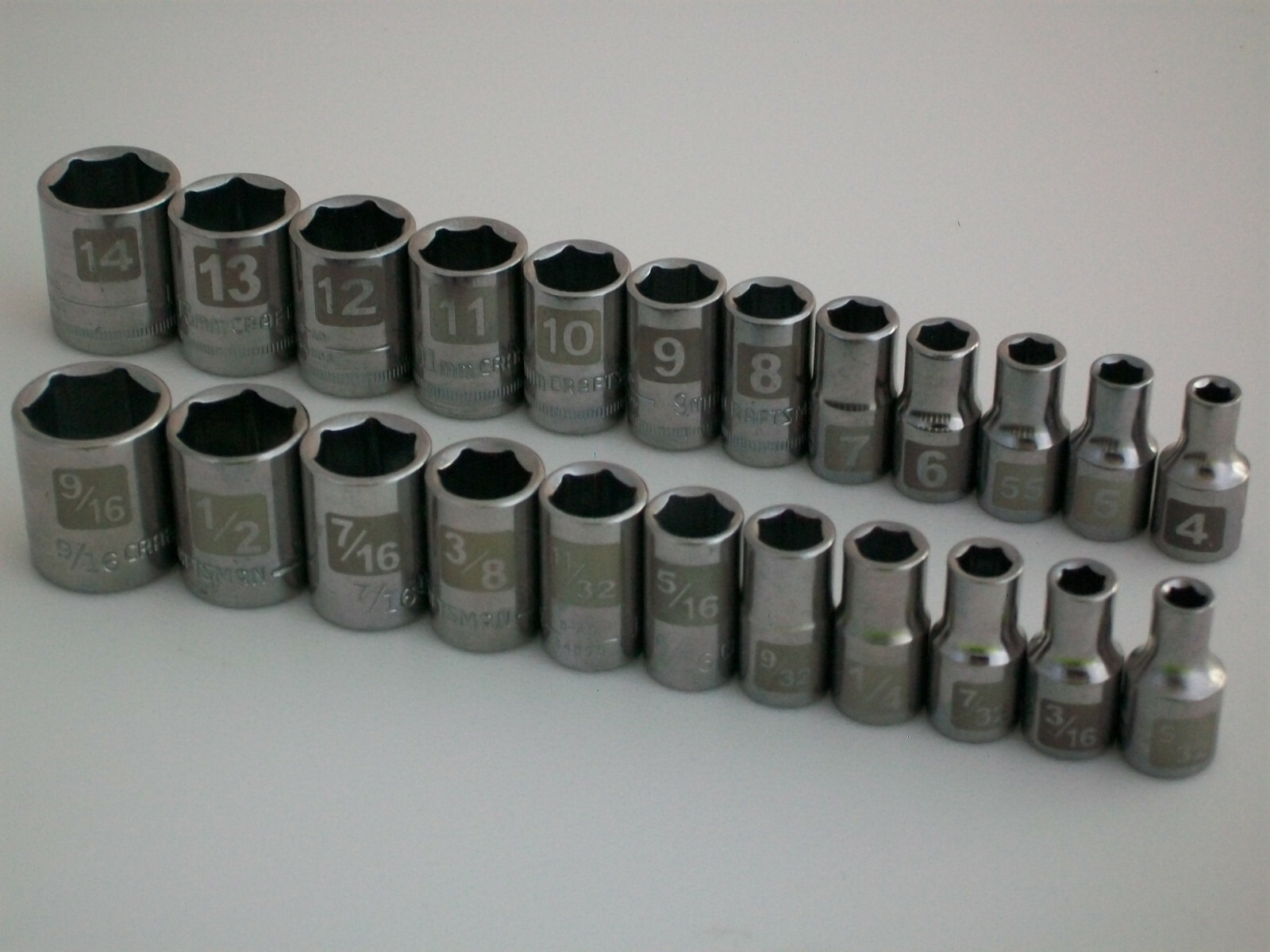 New Craftsman 23pc 1/4" Metric/mm Std/sae Dual Marked Laser Socket