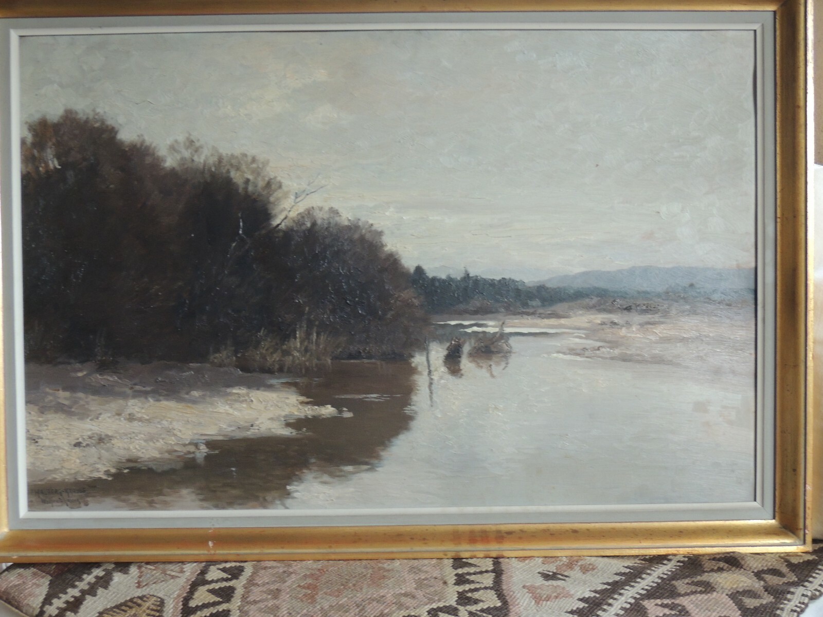 Fritz Halberg-Krauss Ölgemälde Föhnstimmung an der  Isar bei Wolfratshausen