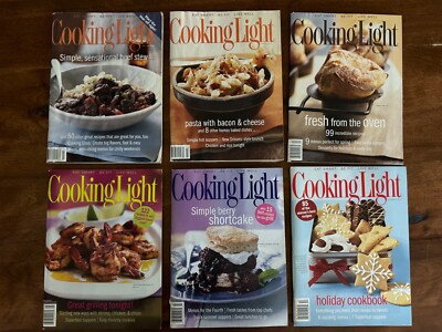 Cooking Light magazine, 2004 lot of 6, Jan/Feb, March, April, May, July, Dec 