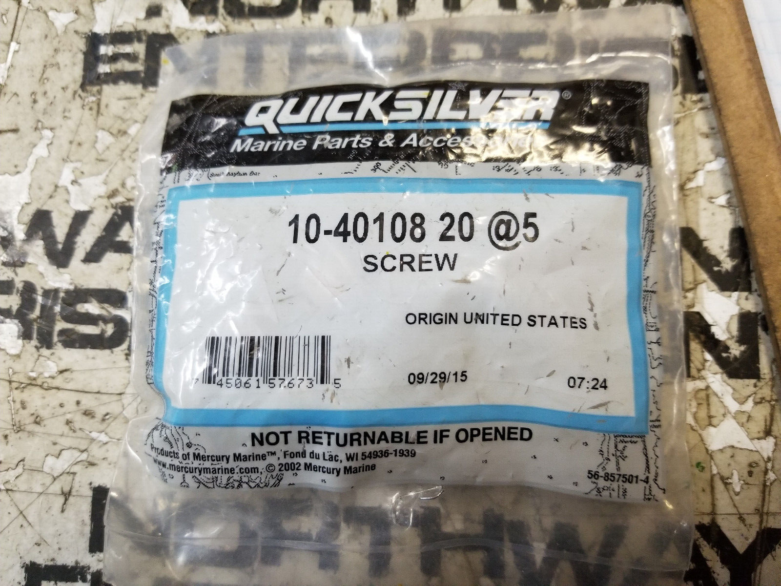 10-4010820 BAG OF 5 SCREWS QUICKSILVER 10-4010820 - Picture 2 of 2