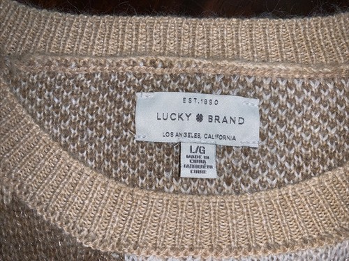 Pre-owned Lucky Brand Women's Camo Pullover - Natural Multi Sz Large Msrp $80 7wp5160