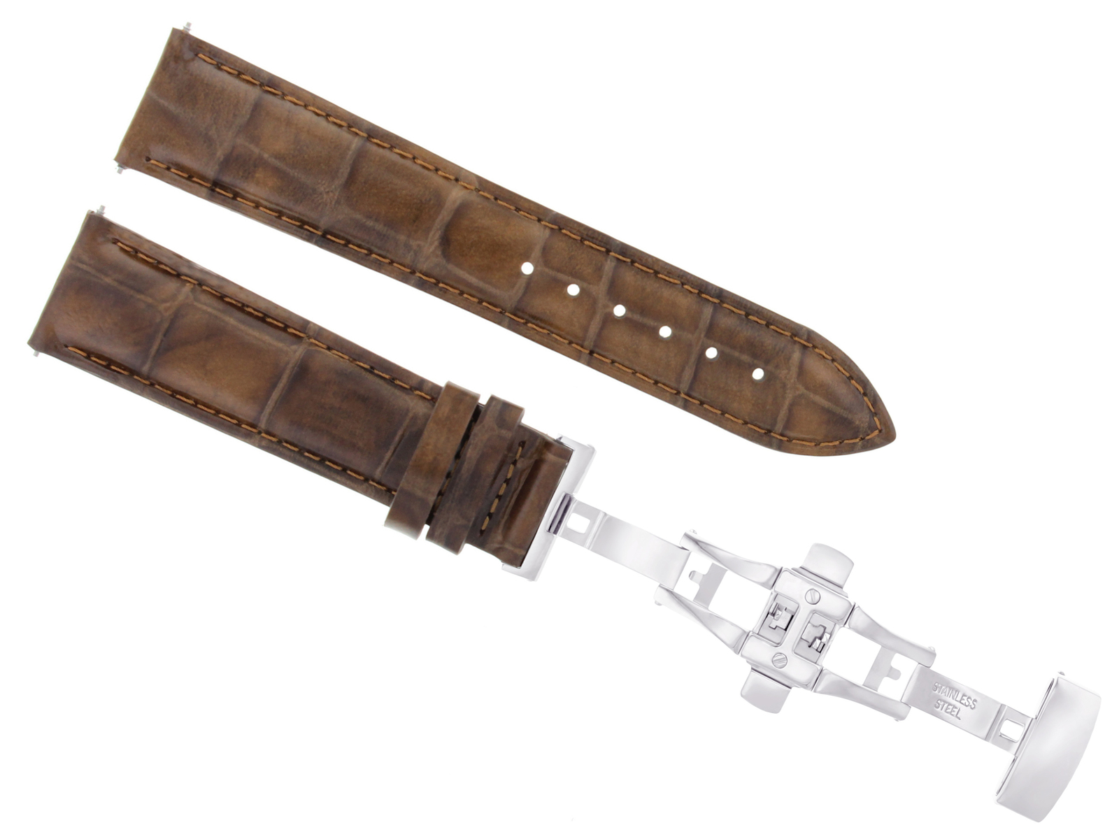 20MM LEATHER WATCH BAND STRAP DEPLOYMENT CLASP FOR ROLEX DATEJUST 16233 L/BROWN