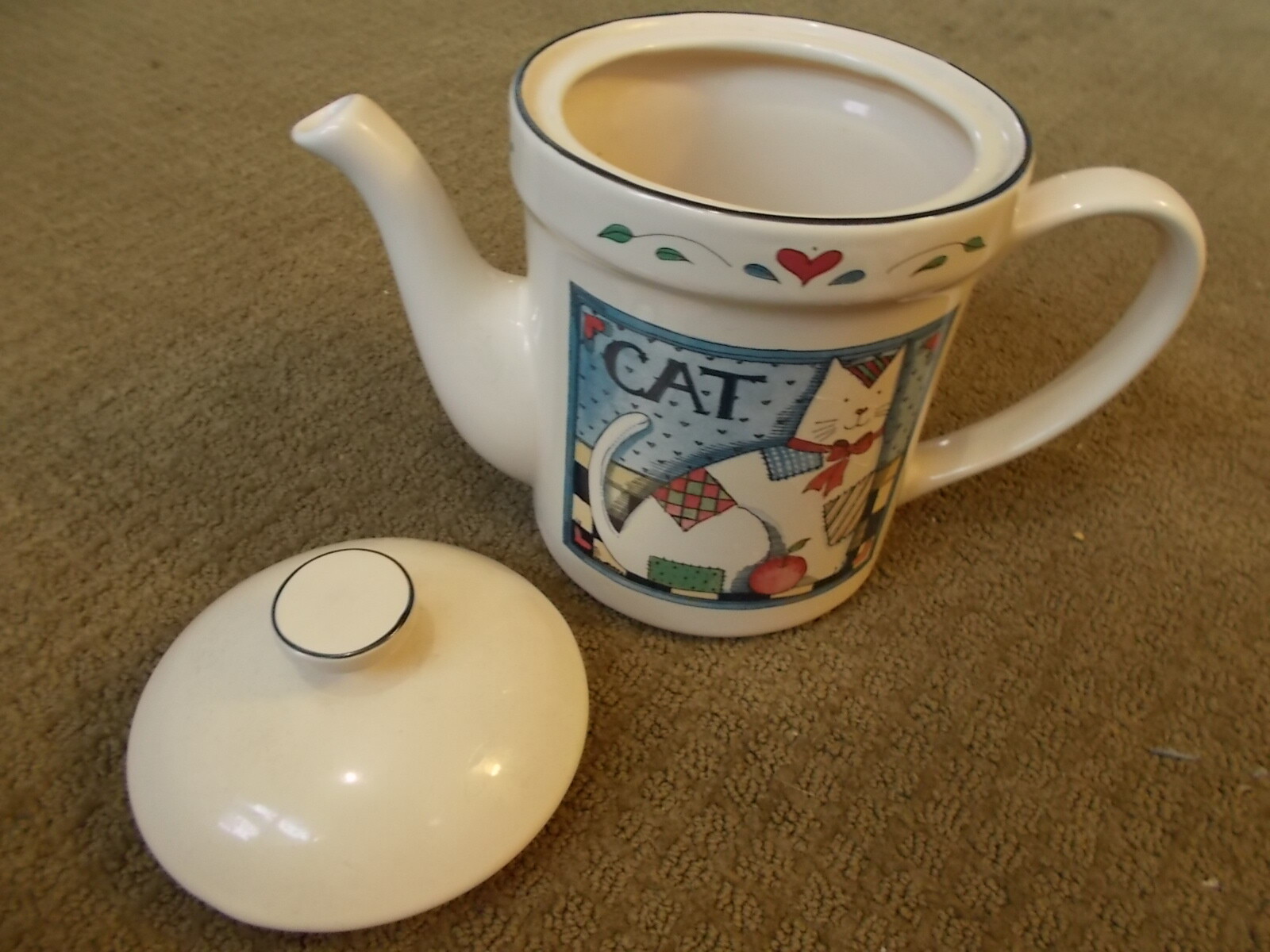 CERTIFIED INTERNATIONAL Susan Winget Patchwork Cat Ceramic Teapot