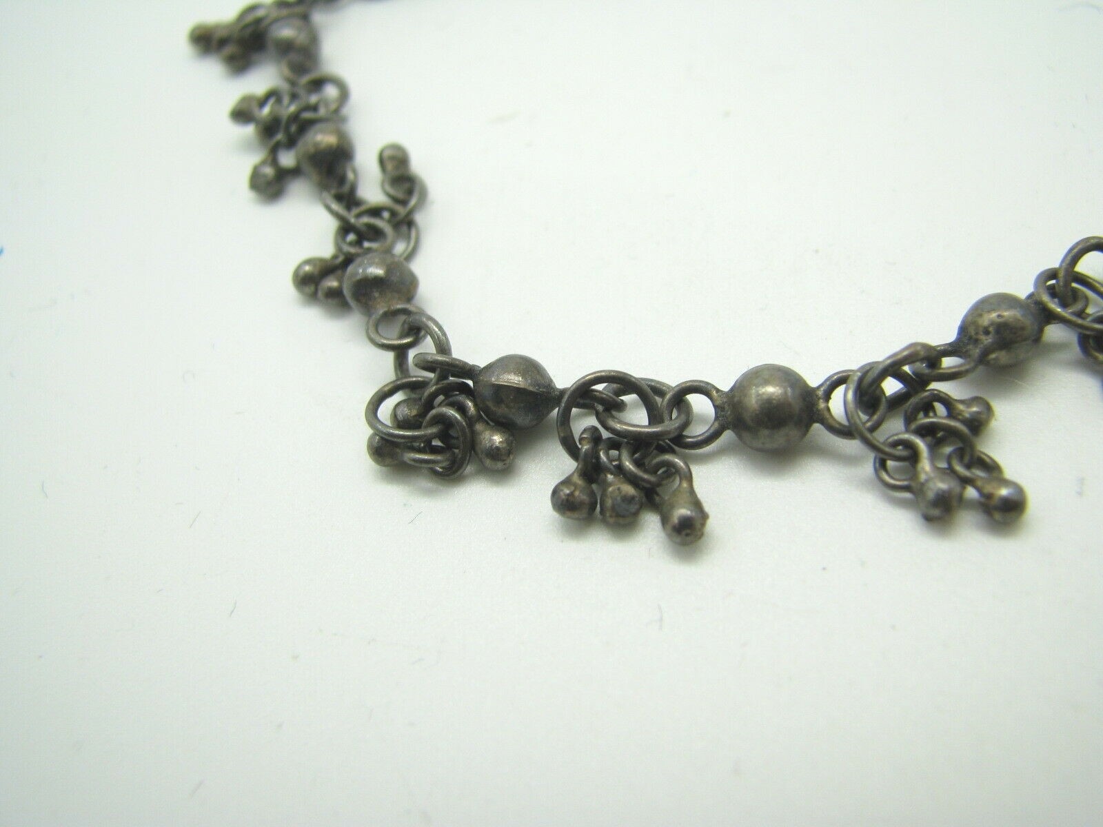 STERLING SILVER Dangle Balls VTG ANKLE BRACELET ANKLET Gypsy Bohemian CLUSTERS