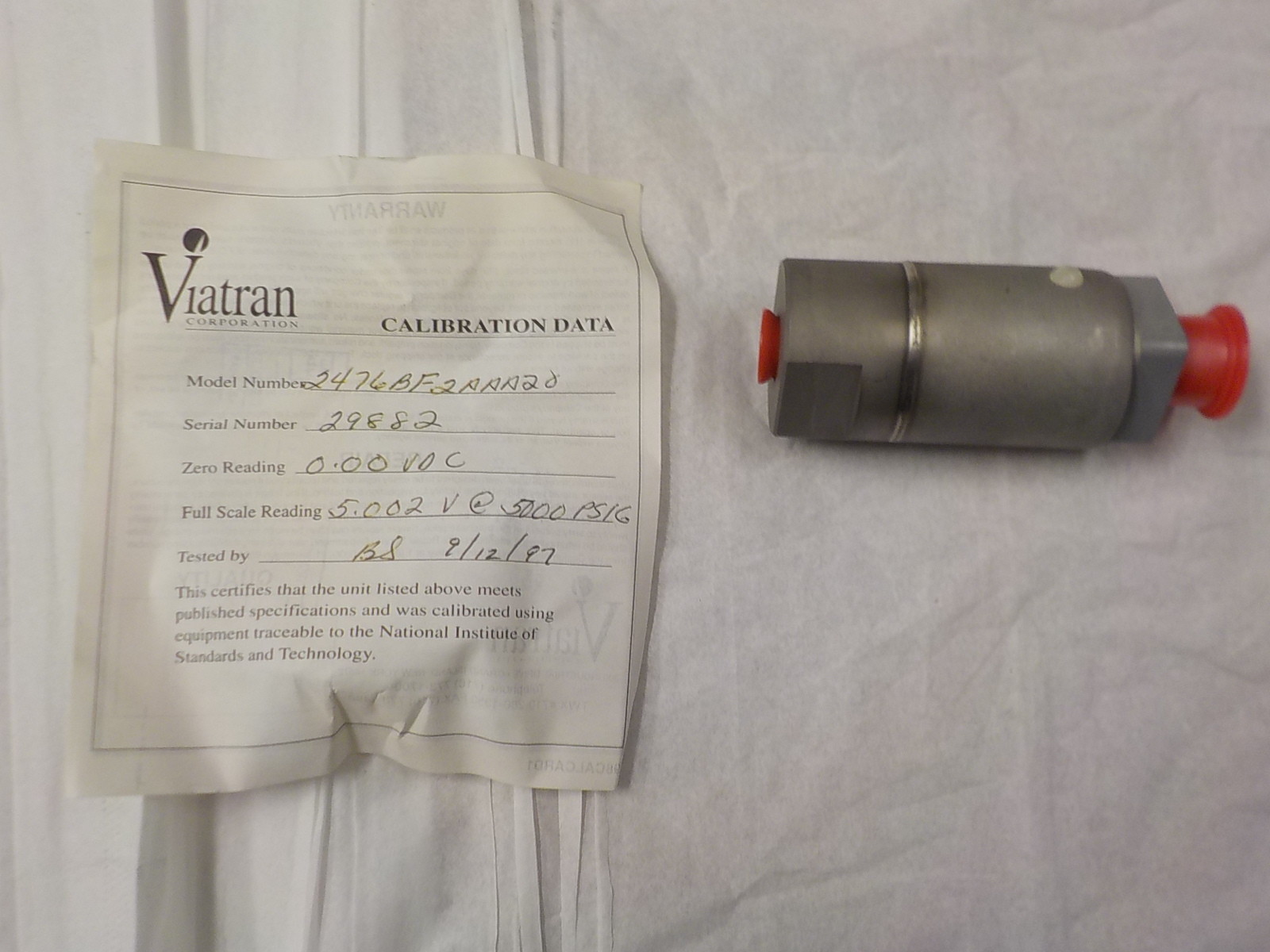 Viatran Pressure Transducer 2776BF2AAA20 29882