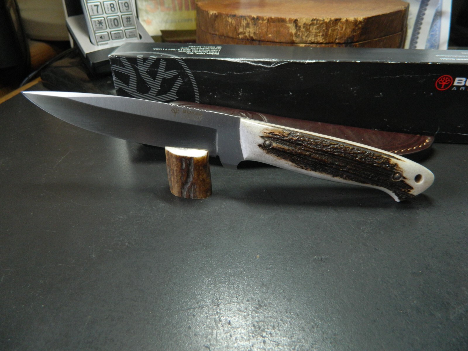 BOKER ARBOLITO HUNTER STAG 9 1/2" FIXED BLADE KNIFE MODEL #303H STAG HANDLE N695