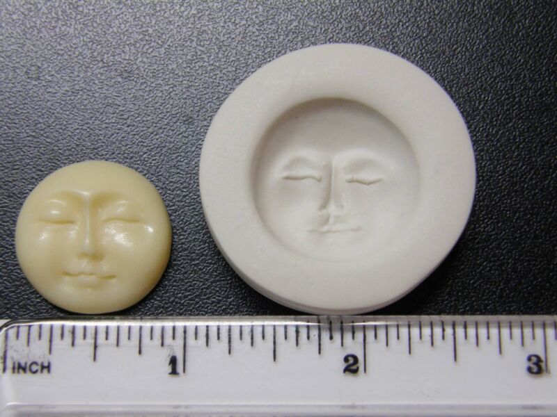 Round Moon Face Polymer Clay Mold (Closed Eyes) (#MD1076)