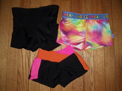 NEW Girls gymnastics STRETCH Purple VELVET SHORTS XS 4-5 AS L 12-14 S 6-7
