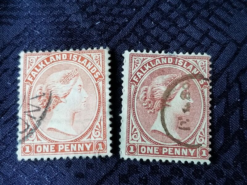 British Colonies Falkland Islands 1 Penny Set of 2 - Queen Victoria - B276