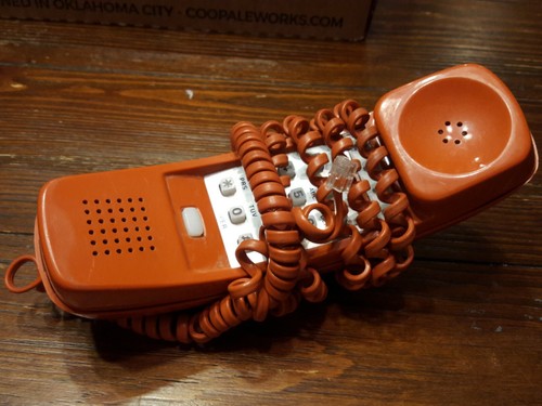 VIntage Trimline Orange Bell Telephone Western Electric Push Button Cord No base