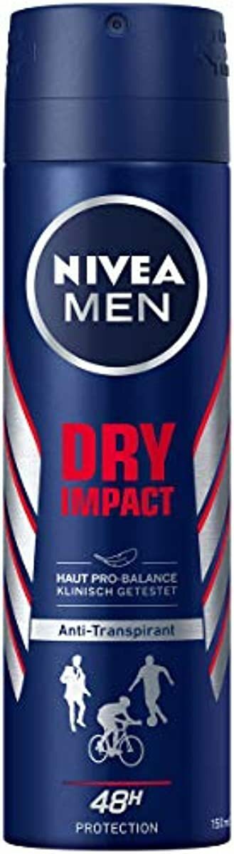 NIVEA MEN Dry Impact Deo Spray (150 ml), Antitranspirant für ein trockenes Haut