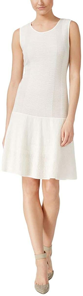 Платье-свитер Calvin Klein NWT Modern из мягкого БЕЛОГО трикотажа Illusion с оборками на подоле, L, XL