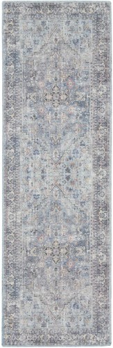 2 X 6 Светло-Серых и Голубых ковриков Oriental Power Loom, Потертый моющийся коврик-бегунок