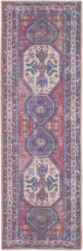 2 X 6 Красных и Темно-Синих ковриков Oriental Power Loom, которые можно стирать на беговой дорожке